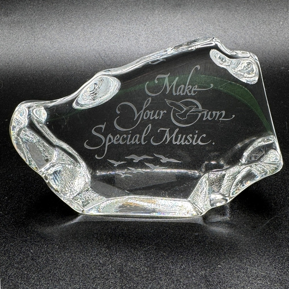 Art Glass Paperweight Make Your Own Special Music Etched Birds Inspirational